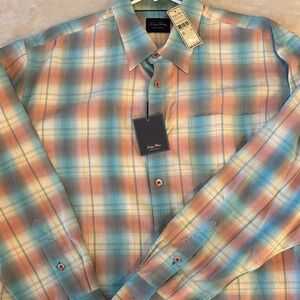 Tommy Bahama x Indigo Palms Plaid long sleeve button down shirt Mens XL New